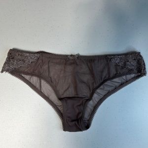 Brown Sexy Daisy Fuentes Mesh Tanga See-Through Panties Large